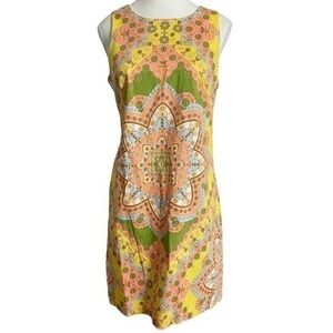 London Times Kaleidoscope Retro Print Sleeveless Midi Dress